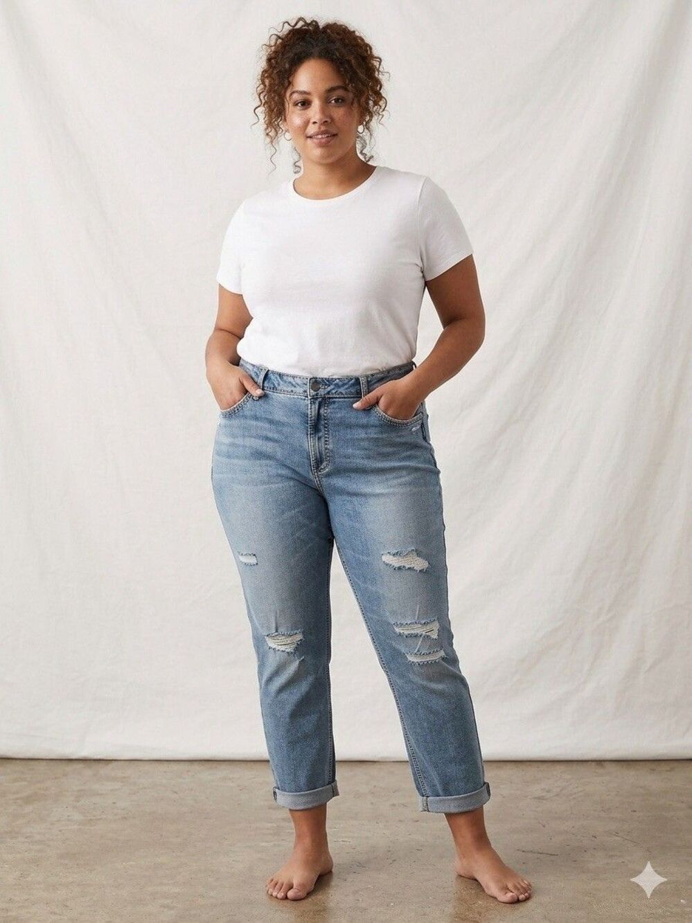 Silver Jeans Co. Jeans Womens 20 Plus Blue Slim Mid Rise Boyfriend Distressed